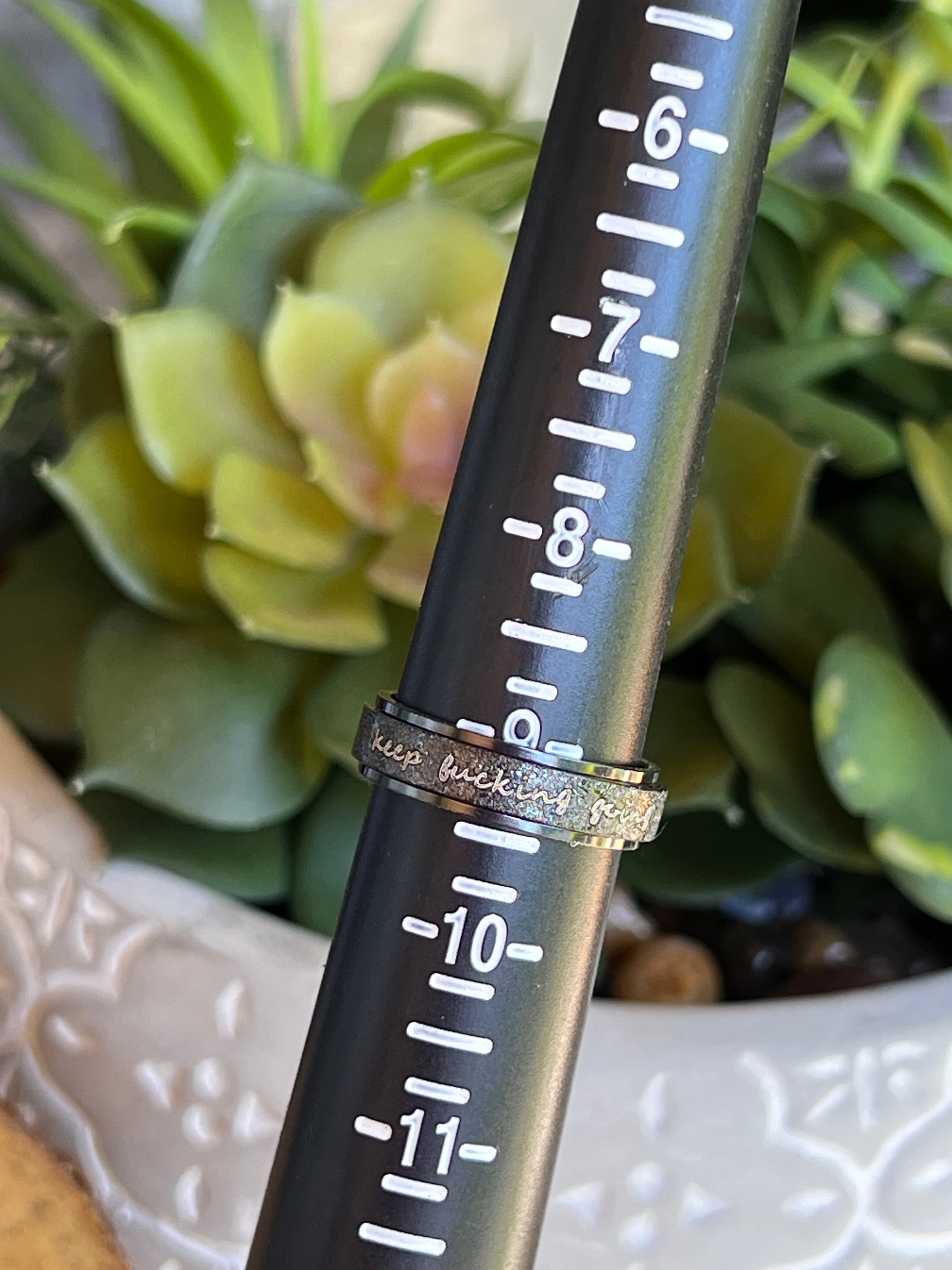"Keep F!@king Going" 🖤Black Spinner Ring (Size 10)